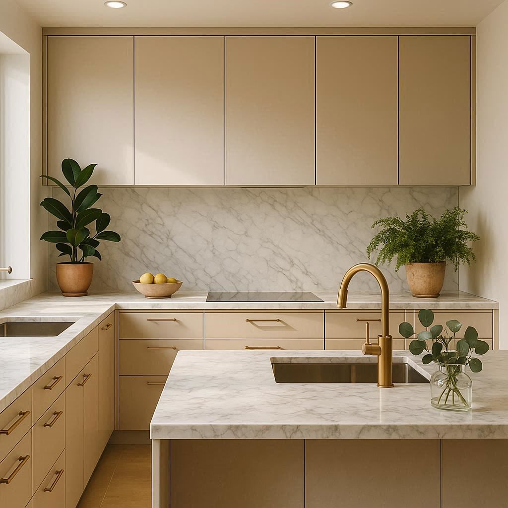 سنگ مرمر برای روی کابینت در آشپزخانه