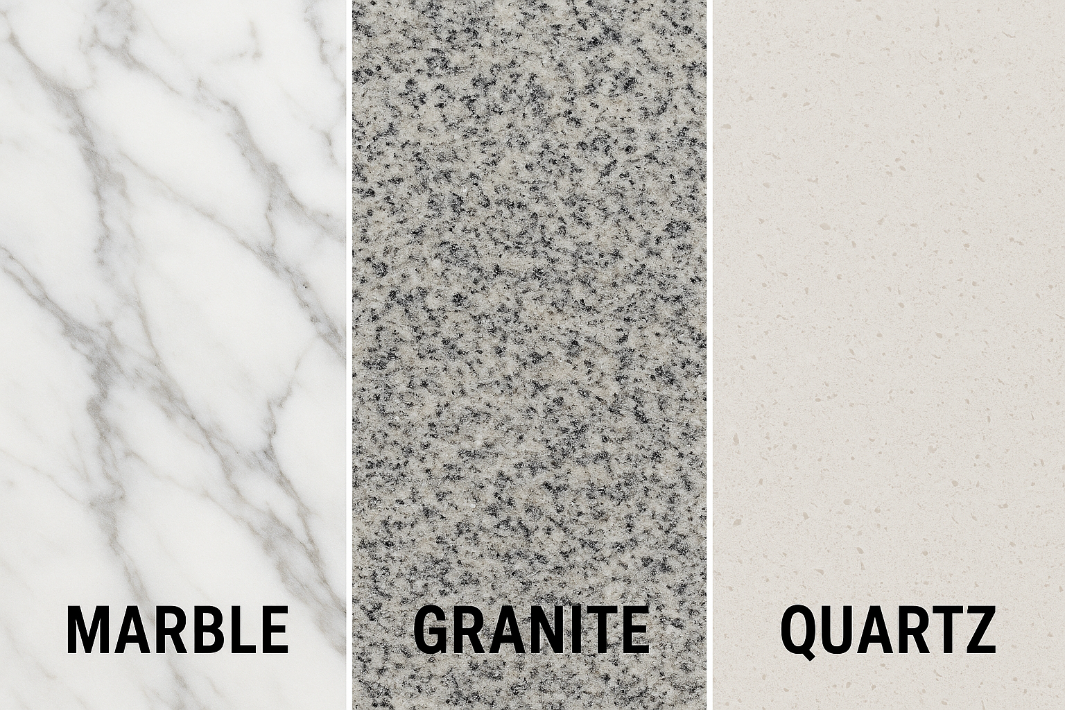 مقایسه ی سنگ های مرمر، گرانیت یا کوارتز