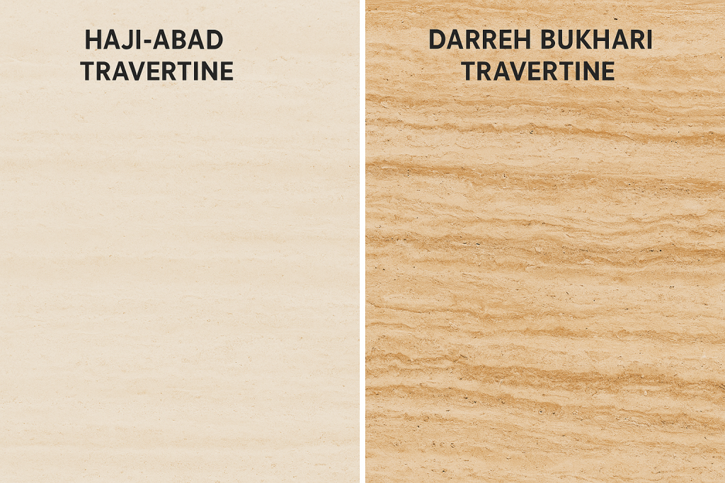 مقایسه سنگ های تراورتن حاجی‌آباد و دره‌بخاری