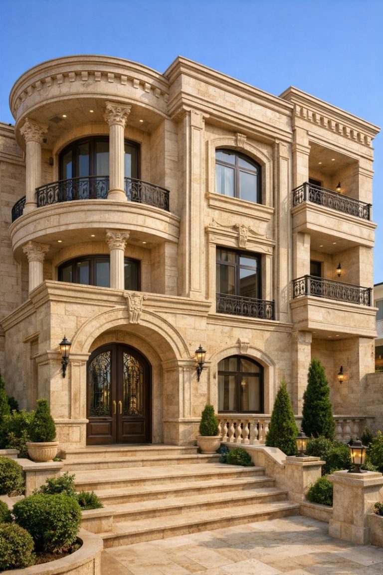 Application of Haji Abad travertine stone in building facades
