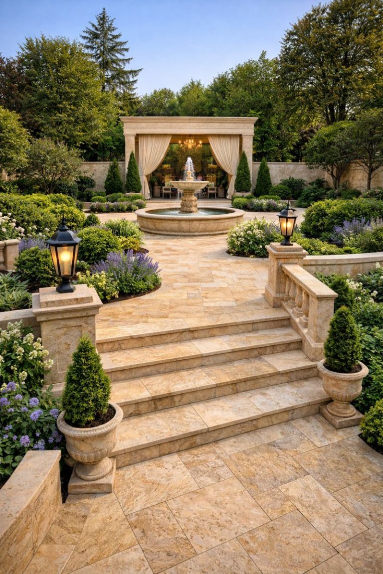 The use of Haji Abad travertine stone in landscaping
