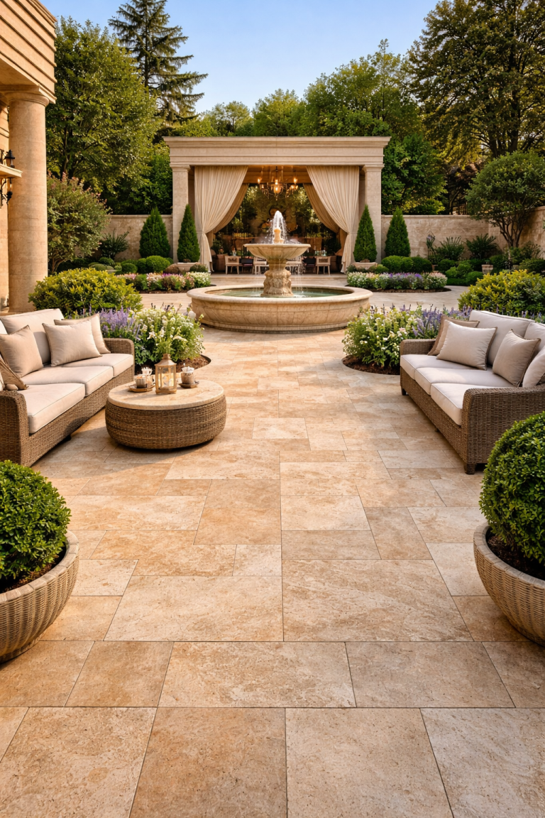 Application of Haji Abad travertine stone on the floor