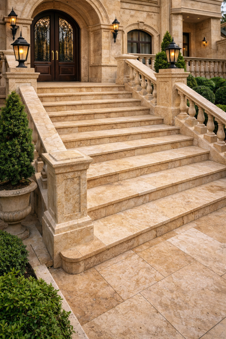 Application of Haji Abad Travertine Stepping Stone